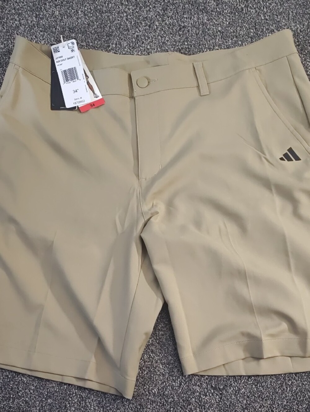 adidas Golf Shorts - Black and Khaki with Three-Stripe Detail - Picture 3 of 3